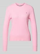 Tommy Hilfiger Slim Fit Pullover aus reiner Baumwolle in Rosa, Größe L
