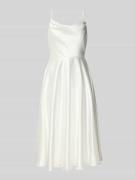 Luxuar Regular Fit Kleid aus Satin mit Spitzenbesatz in Offwhite, Größ...