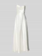 Luxuar Abendkleid aus Satin mit Wasserfall-Ausschnitt in Offwhite, Grö...
