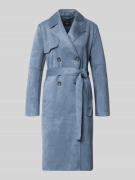 Zero Mantel mit Reverskragen und Bindegürtel in Bleu, Größe 34
