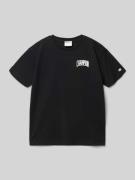 CHAMPION T-Shirt mit Label-Print und Rundhalsausschnitt in Black, Größ...