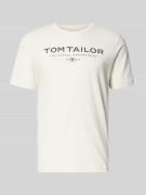 Tom Tailor Regular Fit T-Shirt aus reiner Baumwolle in Offwhite Melang...