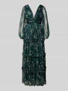 LACE & BEADS Abendkleid im Stufen-Look mit V-Ausschnitt in Dunkelgruen...