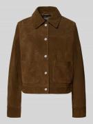 Jake*s Casual Regular Fit Jacke in Leder-Optik in Dunkelbraun, Größe 3...