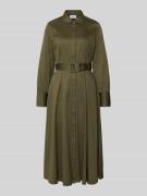 comma Regular Fit Midikleid mit Umlegekragen in Khaki, Größe 34