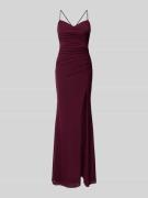 Luxuar Slim Fit Abendkleid mit Gehschlitz in Dunkelrot, Größe 32