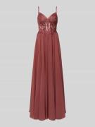 Luxuar Abendkleid mit Ziersteinbesatz in Rot, Größe 32