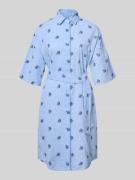 0039 Italy Knielanges Hemdblusenkleid mit Bindegürtel Modell 'DERBY' i...