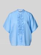 0039 Italy Relaxed Fit Bluse mit Rüschen Modell 'DAISY' in Bleu, Größe...