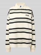 Karo Kauer Oversized Polo-Langarmshirt mit Streifenmuster in Offwhite,...