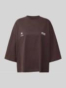 Karo Kauer Oversized T-Shirt mit Rundhalsausschnitt in Dunkelbraun, Gr...