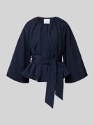 Rich & Royal Taillierter Bluse mit Bindegürtel in Marine, Größe 38