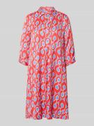 Milano Italy Knielanges Hemdblusenkleid mit V-Ausschnitt in Rot, Größe...