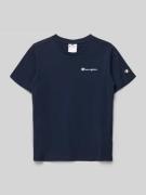 CHAMPION T-Shirt mit Label-Stitching und Rundhalsausschnitt in Marine,...
