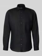 Jake*s Regular Fit Freizeithemd aus Leinen-Mix in Black, Größe L