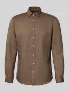 Jake*s Regular Fit Freizeithemd aus Leinen-Mix in Schoko, Größe L