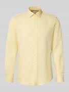 Jake*s Regular Fit Freizeithemd aus Leinen-Mix in GELB, Größe L