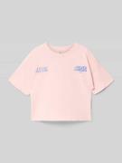 Garcia Regular Fit T-Shirt mit Logo-Print in Hellrosa, Größe 140