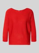 More & More Strickpullover mit U-Boot-Ausschnitt und Label-Detail in R...