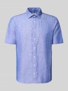 Jake*s Slim Fit Freizeithemd aus Leinen-Mix in Royal, Größe L