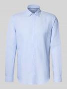 Jake*s Slim Fit Business-Hemd aus Leinen-Mix in Bleu, Größe L