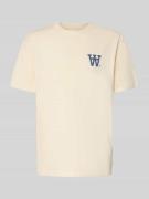Wood Wood Relaxed Fit T-Shirt mit Logo-Print Modell 'Liam' in Offwhite...