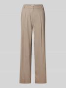 mbyM Wide Leg Leinenhose mit Bundfalten Modell 'Cristiana' in Taupe, G...