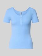 Pieces Slim Fit T-Shirt aus Bio-Baumwoll-Mix Modell 'KITTE' in Bleu, G...