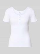 Pieces Slim Fit T-Shirt aus Bio-Baumwoll-Mix Modell 'KITTE' in Weiss, ...
