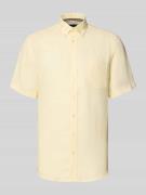 Christian Berg Men Regular Fit Freizeithemd aus Leinen in Hellgelb, Gr...