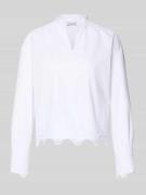 More & More Regular Fit Bluse mit Spitzenbesatz in Weiss, Größe 34