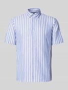 Jake*s Slim Fit Business Hemd aus Leinen-Misch mit Kentkragen in Royal...