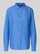0039 Italy Hemdbluse aus Leinen mit Kentkragen Modell 'MIRA' in Blau, ...