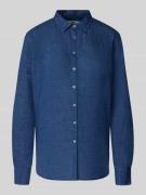 0039 Italy Hemdbluse aus Leinen mit Kentkragen Modell 'MIRA' in Marine...