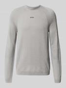 BOSS Green Regular Fit Strickpullover mit Woll-Anteil in Hellgrau, Grö...
