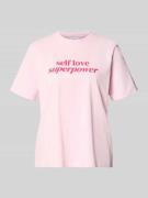 Vila T-Shirt mit geripptem Rundhalsausschnitt Modell 'NORA' in Hellros...