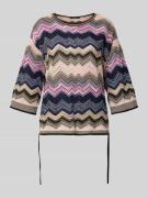 Oui Strickshirt mit 3/4-Arm in Taupe, Größe 34