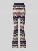 Oui Flared Hose aus Viskose-Mix im Allover-Look in Taupe, Größe 34