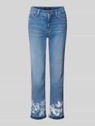 Marc Cain Straight Fit Jeans mit floralem Print in Blau, Größe 42