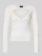 Gina Tricot Longsleeve mit Cut Out in Offwhite, Größe L