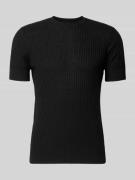 Antony Morato T-Shirt aus Viskose-Mix in Ripp-Optik in Black, Größe L