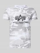 Alpha Industries T-Shirt mit Label-Print in Weiss, Größe L