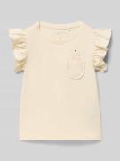 Blue Seven Regular Fit T-Shirt mit Rüschenbesatz in Offwhite, Größe 10...