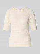 Jake*s Casual Strickshirt mit Rundhalsausschnitt in Beige, Größe L