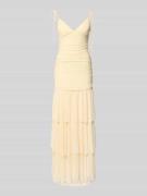 Jake*s Cocktail Abendkleid im Stufen-Look mit Raffungen in Hellgelb, G...