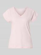 Christian Berg Woman T-Shirt mit V-Ausschnitt in Hellrosa, Größe L