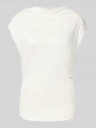 comma T-Shirt aus Viskose mit Raffungen in Weiss, Größe 36