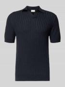 Profuomo Slim Fit Poloshirt aus Baumwoll-Leinen-Mix in Marine, Größe L