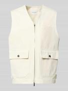 Wood Wood Weste mit Zweiwege-Reißverschluss Modell 'Bow' in Ecru, Größ...