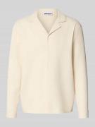 REVIEW Regular Fit Langarmhemd in Plissee-Optik in Ecru, Größe L